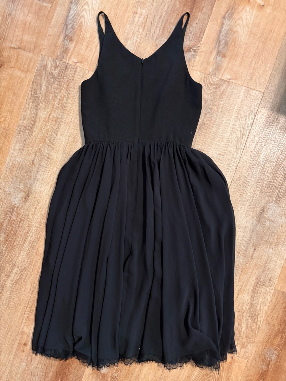 Dress the Population Alicia Dress Black Chiffon Midi Twirl V-Neck Size S - Picture 10 of 15